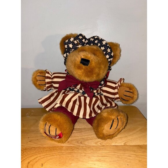 Dan Dee 1999 Stars & Stripes Dress Teddy Bear Stuffed Animal Plush Liberty - Picture 1 of 7